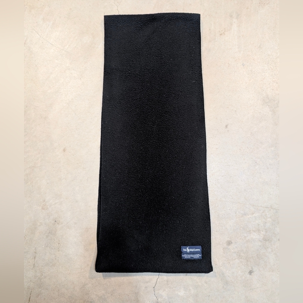 VTG Polo Ralph Lauren Polyester Scarf Black 58x11 - Picture 1 of 3